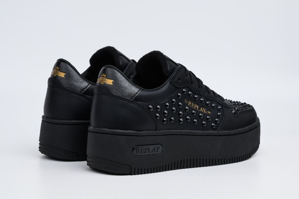 EPIC HIGH STUDS LACE-UP PLATFORM SNEAKERS | BLK/BLK RZ5O0022L