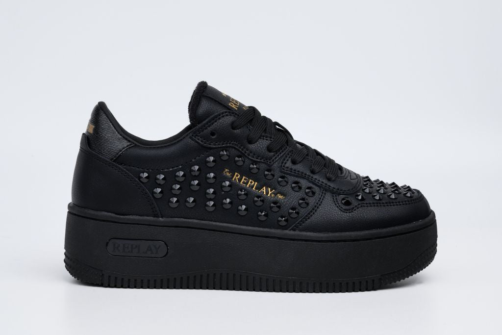 EPIC HIGH STUDS LACE-UP PLATFORM SNEAKERS | BLK/BLK RZ5O0022L