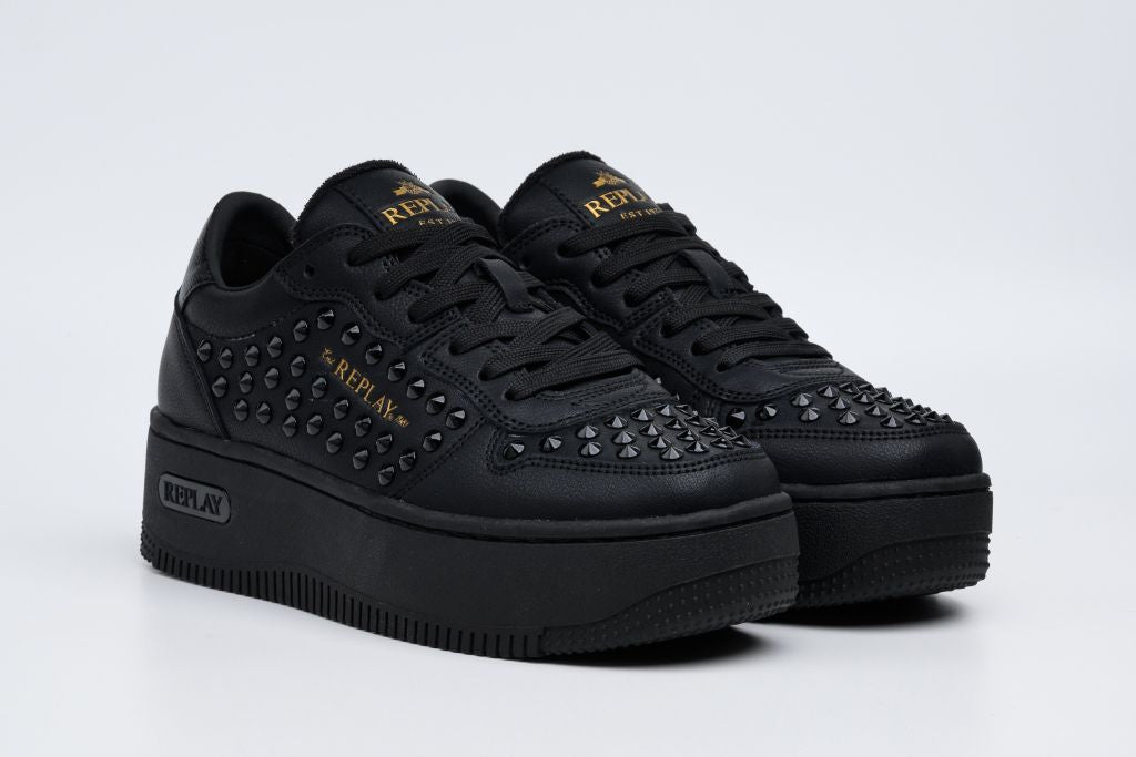EPIC HIGH STUDS LACE-UP PLATFORM SNEAKERS | BLK/BLK RZ5O0022L