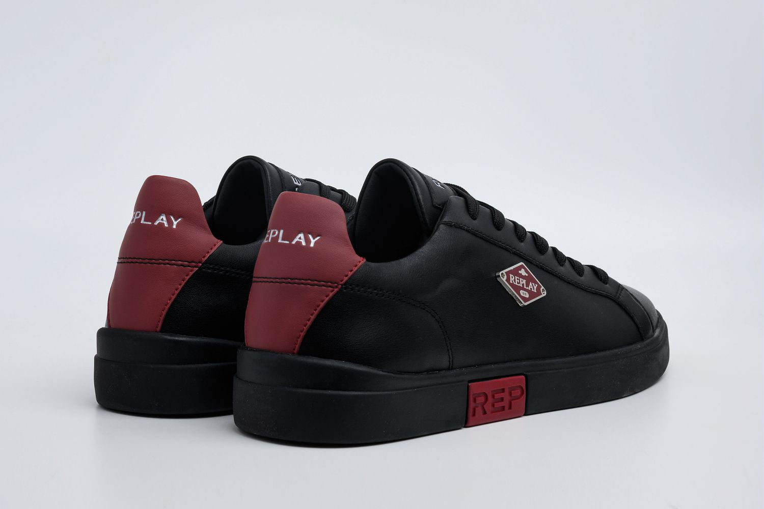 POLYS M RHOMBUS LACE-UP SNEAKERS | BLK MAROON RZ3P0041L