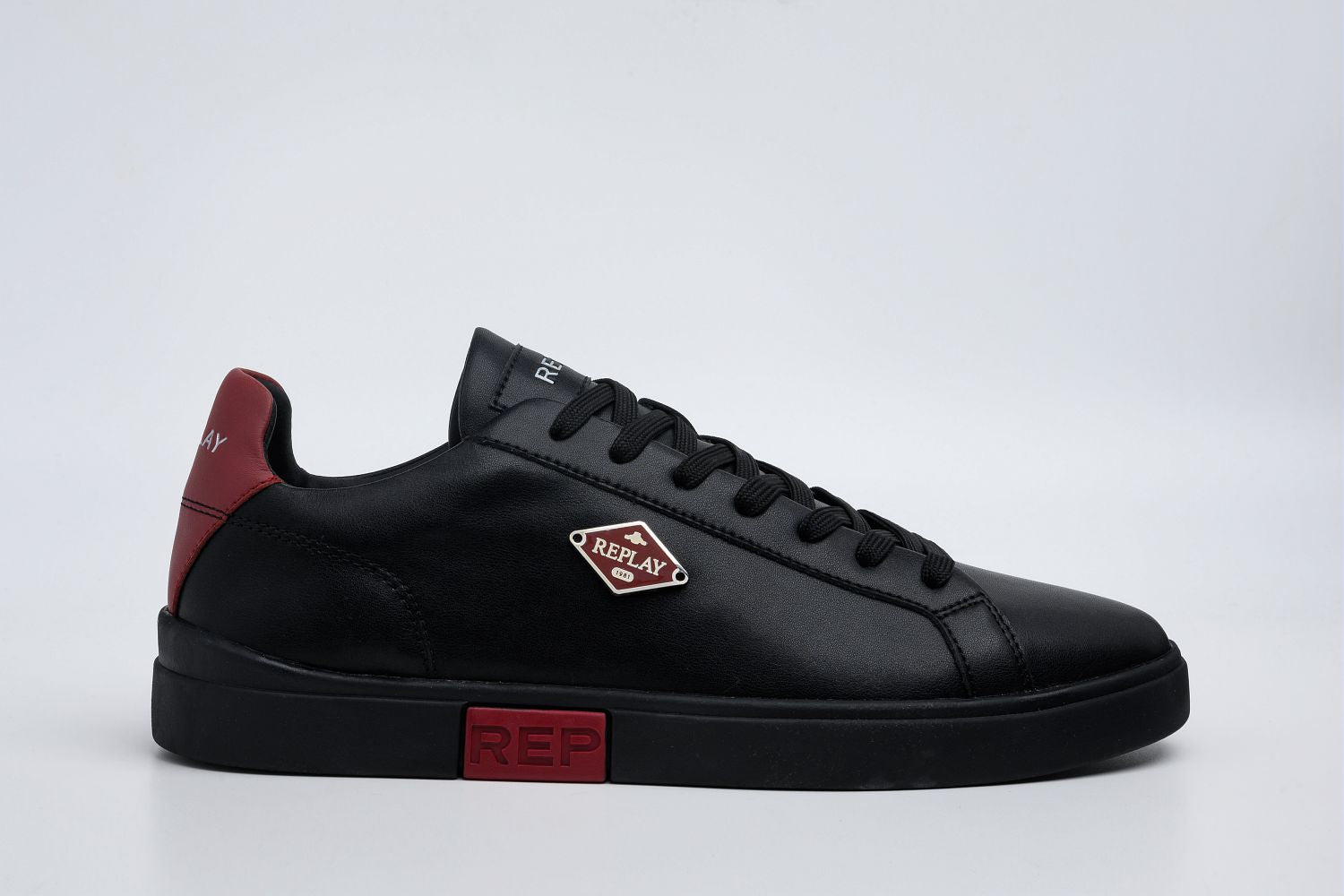POLYS M RHOMBUS LACE-UP SNEAKERS | BLK MAROON RZ3P0041L