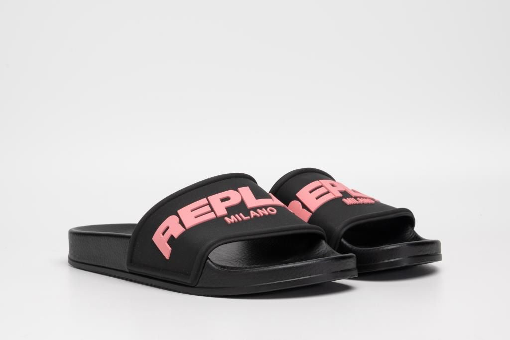 UP W RUBBER SLIDERS | BLK/PINK RF1B0045S